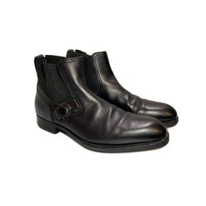 100% Authentic Salvatore Ferragamo Men's Black Leather Chelsea Boots US8